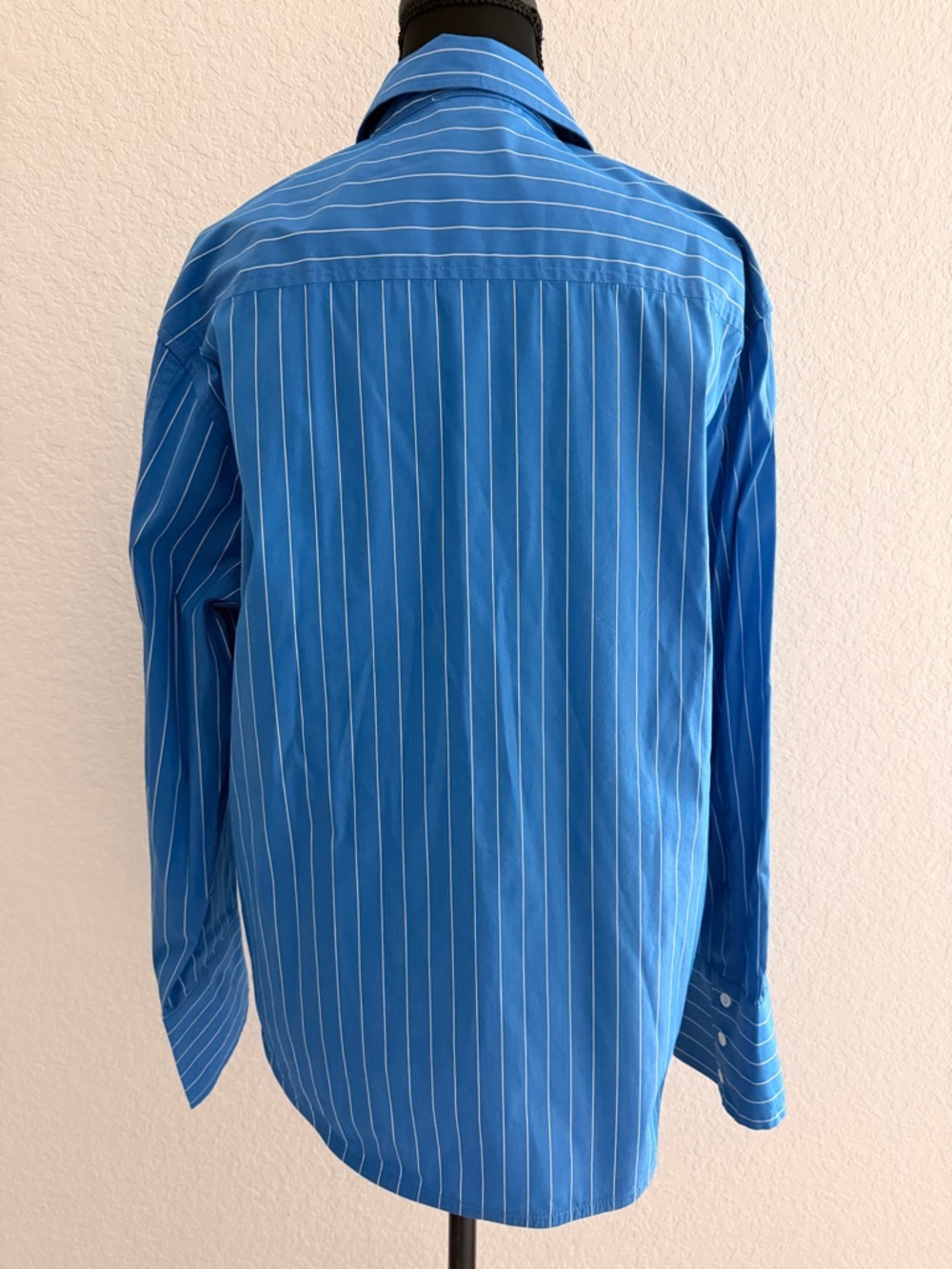 Sandro Striped Cotton Shirt | Rhinestone Heart Cutout Shoulder Designer Blouse - Picture 6 of 8